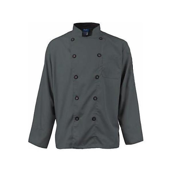 Kng Small Men's Active Slate Long Sleeve Chef Coat 2122SLBKS